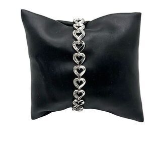 DIAMOND STERLING SILVER Heart Infinity Link Tennis Bracelet Double Safety Clasp